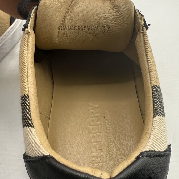 Burberry Tan and Black Sneakers with Diagonal Stripe Authentic - Picture 8 of 9